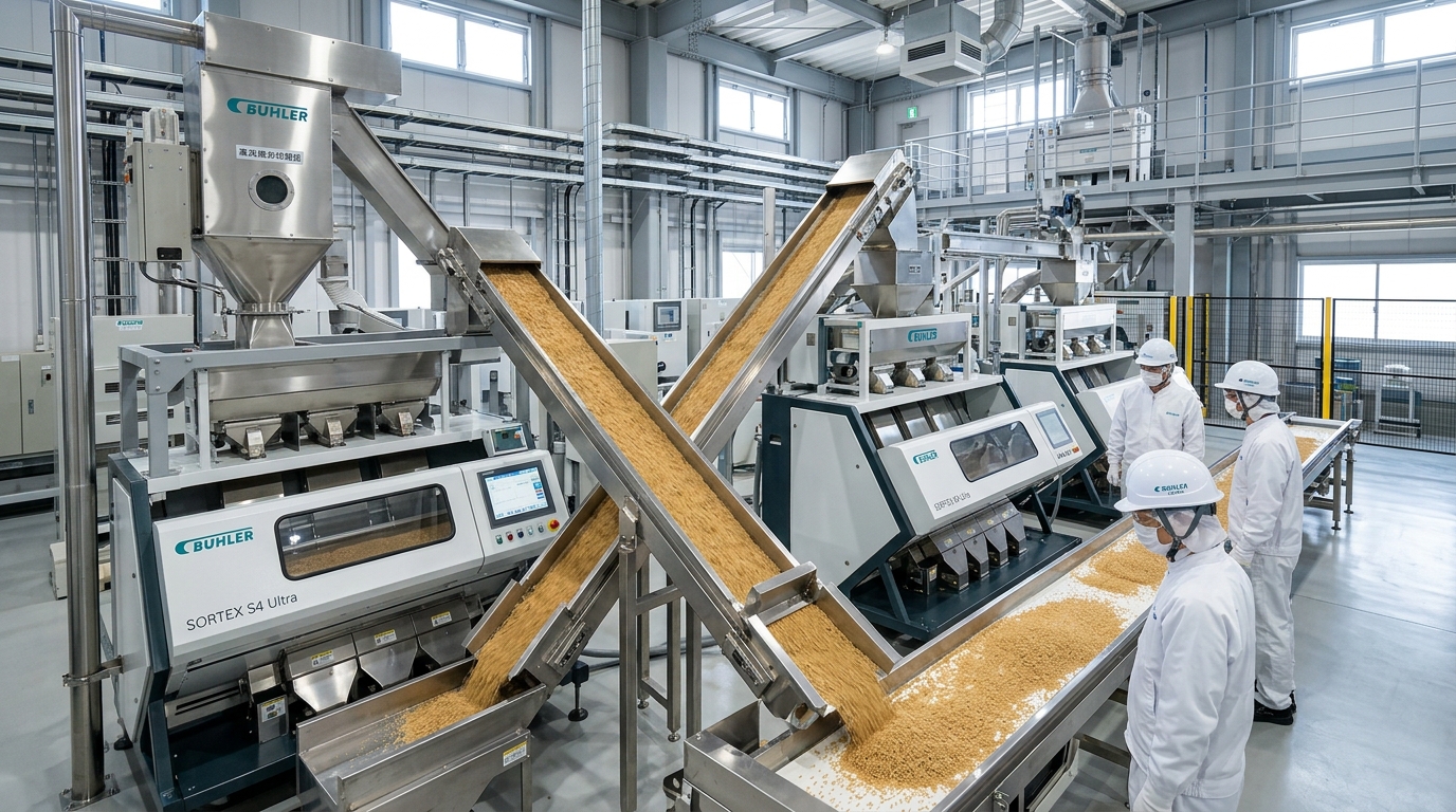 Optical color sorting line